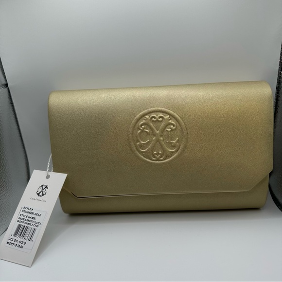 Christian Lacroix Madison Smooth Gold Clutch w/ Detachable Chain CXLH24990 NWT - Picture 2 of 8
